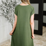 Flatter Me Later Relaxed Dress in Moss