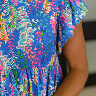 Flirt Alert Flutter Sleeve Top in Blue