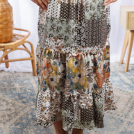 Floral Patches - Midi Skirt