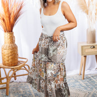 Floral Patches - Midi Skirt