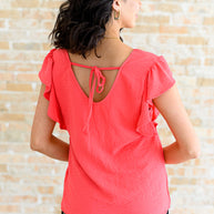 Got Me Cornered V Neck Ruffle Sleeve Top