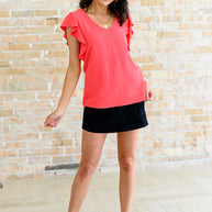 Got Me Cornered V Neck Ruffle Sleeve Top