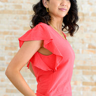 Got Me Cornered V Neck Ruffle Sleeve Top