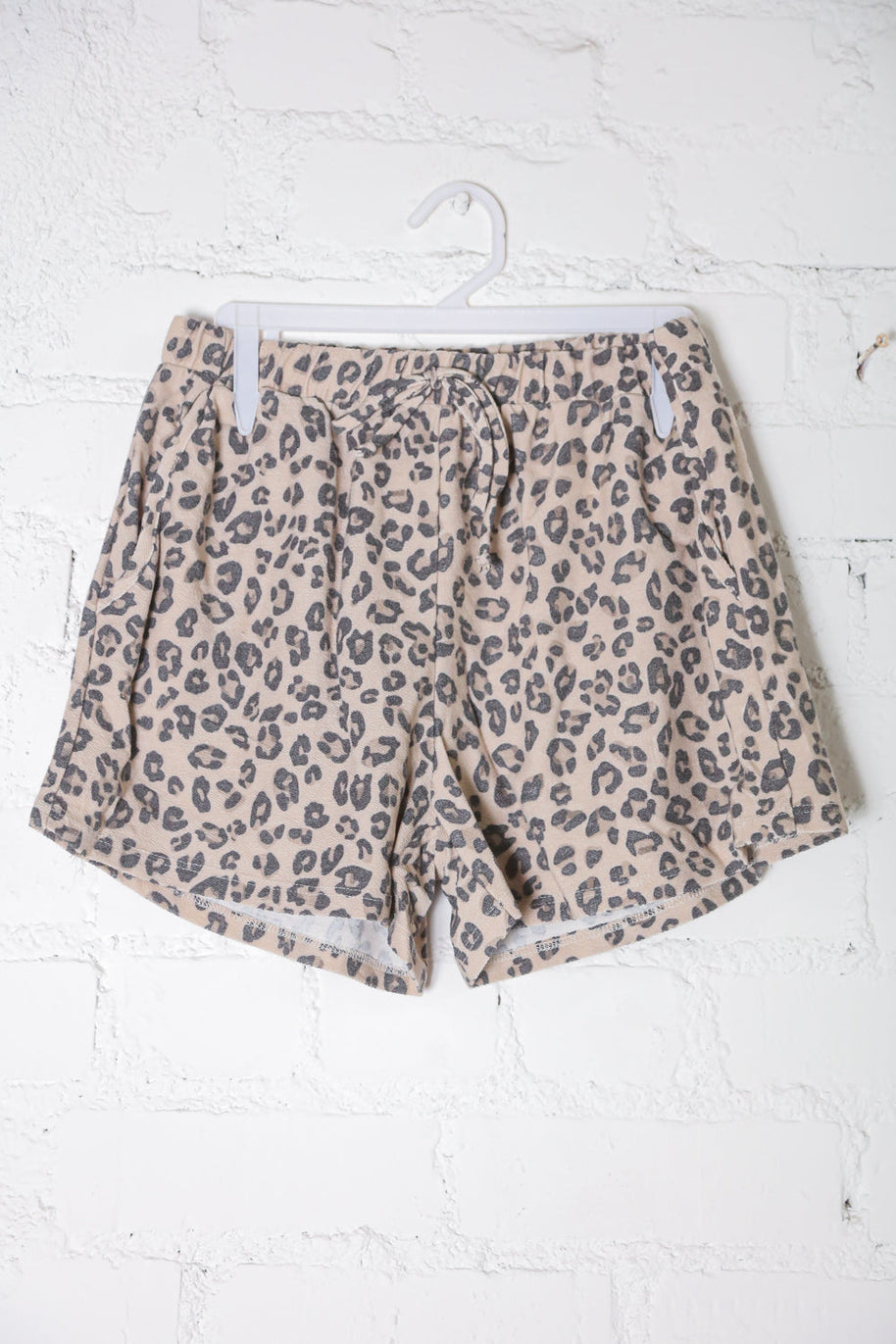 Be Bold Taupe Animal Print French Terry Pocket Shorts