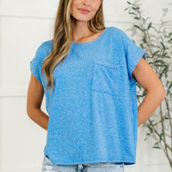 Heathered Harmony Basic Tee in Ocean Blue