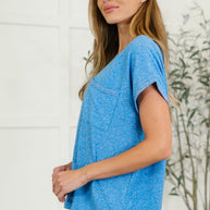 Heathered Harmony Basic Tee in Ocean Blue