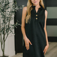 High Tide High Neck Embossed Sleeveless Dress in Black