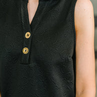 High Tide High Neck Embossed Sleeveless Dress in Black