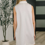 High Tide High Neck Embossed Sleeveless Dress in Off White