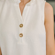 High Tide High Neck Embossed Sleeveless Dress in Off White