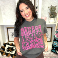 Checkered Breast Cancer Awareness Graphic Tee