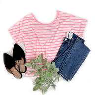 Bubblegum Stripes Twist Back Tee