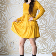 Tiered Decadence Mustard Dress
