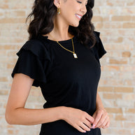 I'll Allow It Flutter Sleeve Tee In Black