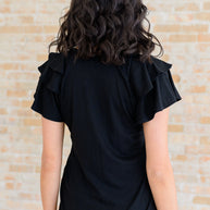 I'll Allow It Flutter Sleeve Tee In Black