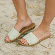 Imelda Off White Crocheted Slip On Sandal