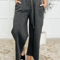 In or Out Wide Leg Cropped Pants Ash Black