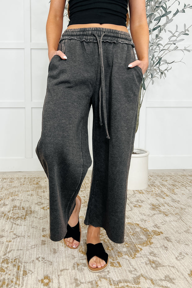 In or Out Wide Leg Cropped Pants Ash Black