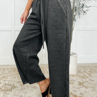 In or Out Wide Leg Cropped Pants Ash Black
