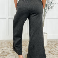 In or Out Wide Leg Cropped Pants Ash Black