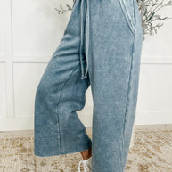 In or Out Wide Leg Cropped Pants Dusty Blue