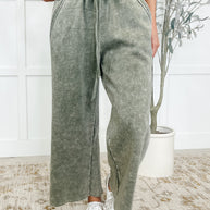 In or Out Wide Leg Cropped Pants Lt Olive