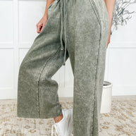 In or Out Wide Leg Cropped Pants Lt Olive