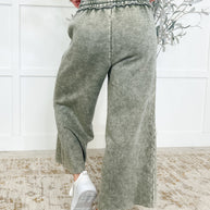 In or Out Wide Leg Cropped Pants Lt Olive