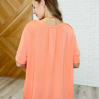 In the Rotation Exposed Seam Tee in Apricot Splash