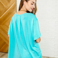In the Rotation Exposed Seam Tee in Aqua