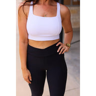 Ready to Ship |  The Stephanie - Crossover BLACK Pocket Full Length Leggings