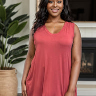 Jasmine - Sleeveless Top Marsala