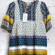 Kids Sunny Days Navy Boho Print 3/4 Sleeve Dress