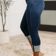 Karen High Rise Double Waist Band Capri Jeans