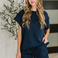 Love on the Loose Quilted Top in Navy