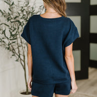 Love on the Loose Quilted Top in Navy