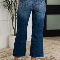 Maisie High Waist Back Pocket Embroidery Crop Wide