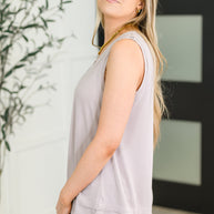Mellow Muse Relaxed Knit Tank in Pearl Grey