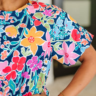 Miss Behave Bubble Sleeve Dress in Navy