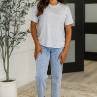 Mood Swingin' Casual Drop Shoulder Tee in Grey