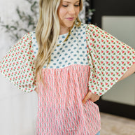 Outside Advantage Mixed Print Boho Blouse