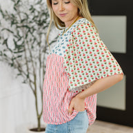 Outside Advantage Mixed Print Boho Blouse