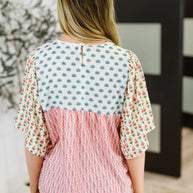 Outside Advantage Mixed Print Boho Blouse