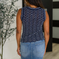 Own the Chill Wavy Striped Top in Navy