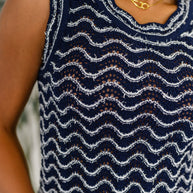 Own the Chill Wavy Striped Top in Navy