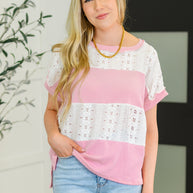 Parlour Picnic Color Block Knit Top in Pink