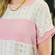 Parlour Picnic Color Block Knit Top in Pink