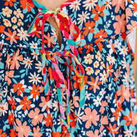 Petal to the Metal Flutter Sleeve Dress in Navy/Coral