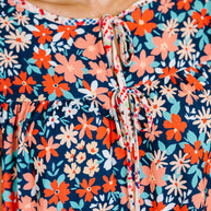 Petal to the Metal Flutter Sleeve Dress in Navy/Coral