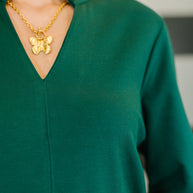 Portfolio Quarter Sleeve Dress in Hunter Green